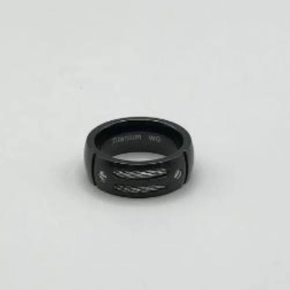 Men's Black Titanium Cable Ring